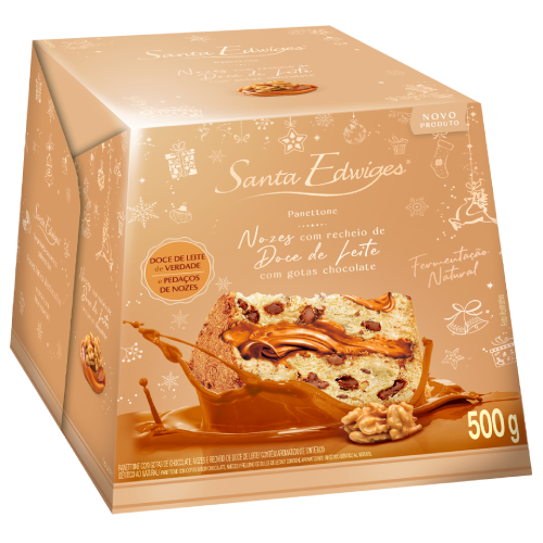 Panettone Santa Edwiges Nozes com Recheio de Doce de Leite com Gotas de Chocolate 500G