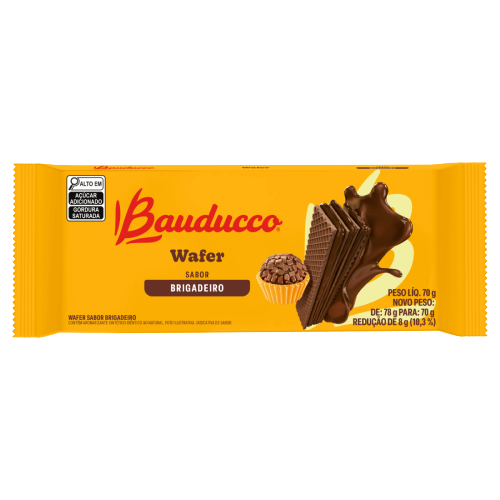 Biscoito Wafer Sabor Brigadeiro Bauducco - Pacote com 70G