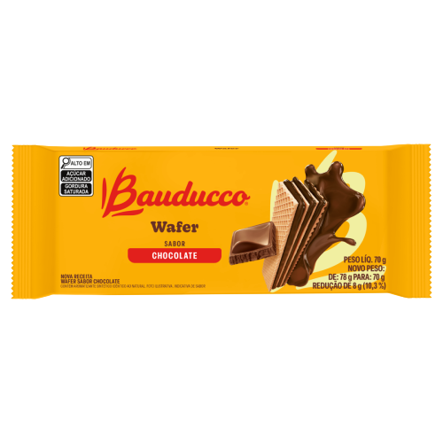 Biscoito Wafer Sabor Chocolate Bauducco - Pacote com 70G