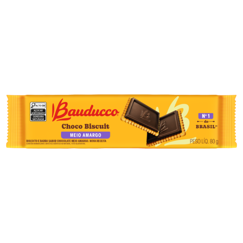 Biscoito Choco Biscuit Meio Amargo Bauducco - Pacote com 80G