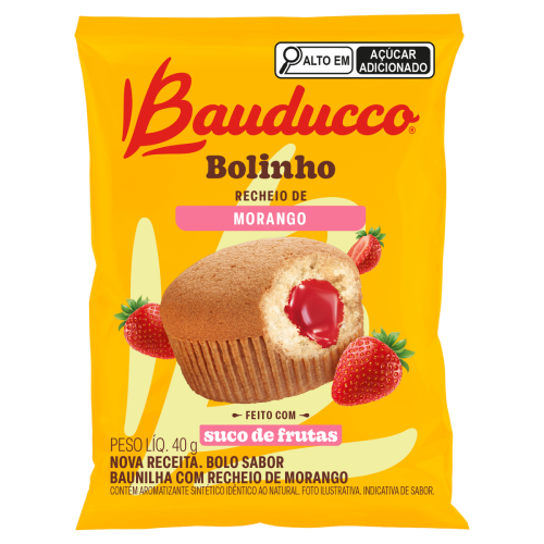 Bolinho com Recheio de Morango Bauducco - Pacote com 40G