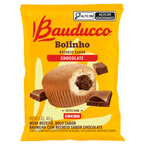 Bolinho com Recheio Sabor Chocolate Bauducco - Pacote com 40G