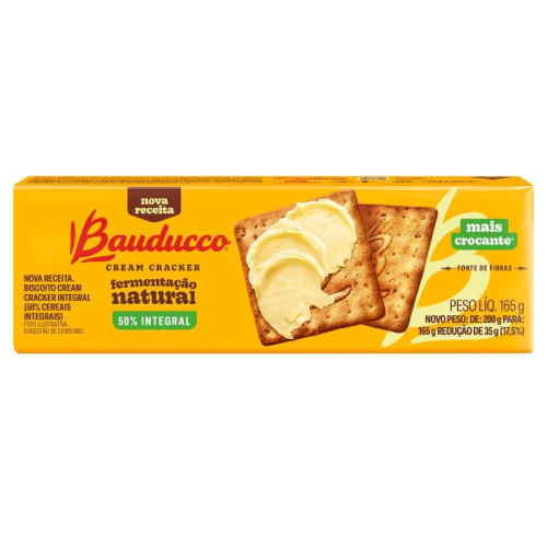 Biscoito Bauducco Cream Cracker 50% Integral - Pacote com 165G