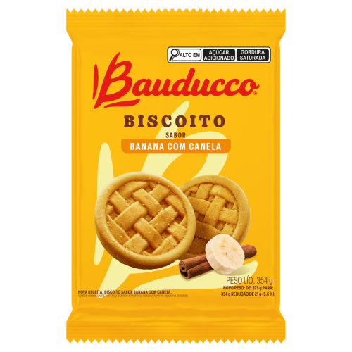 Biscoito Sabor Banana com Canela Bauducco - Pacote com 354G
