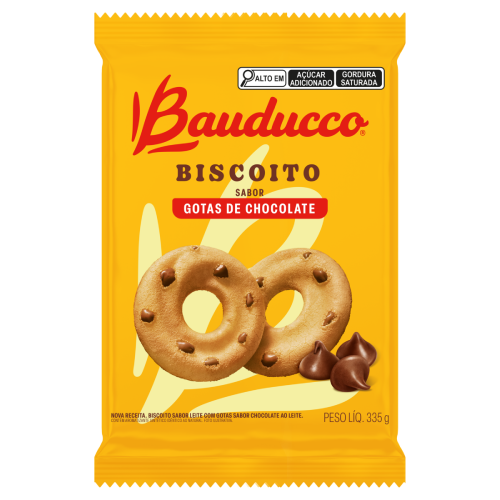 Biscoito Sabor Gotas de Chocolate Bauducco - Pacote com 335G