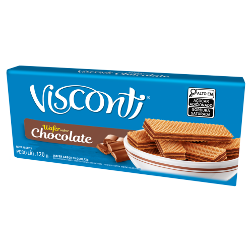 Biscoito Wafer Sabor Chocolate Visconti - Pacote com 120G