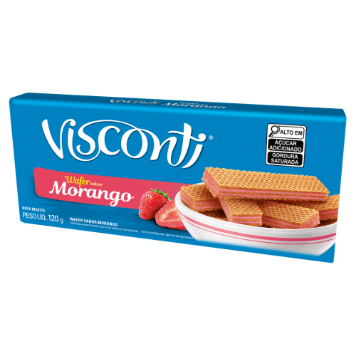 Biscoito Wafer Sabor Morango Visconti - Pacote com 120G
