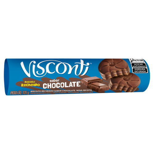 Biscoito Recheado Sabor Chocolate Visconti - Pacote com 125G
