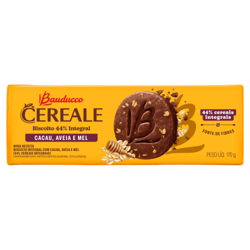 Biscoito Cereale Cacau, Aveia e Mel Bauducco - Pacote com 170G
