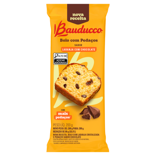 Bolo Sabor Laranja com Chocolate Bauducco - Pacote com 200G