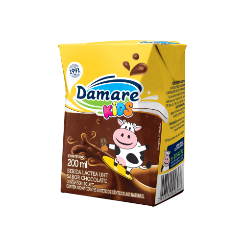Bebida Láctea Damare Kids Sabor Chocolate  - Embalagem com 200ML