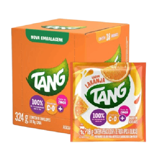 Refresco em Pó Tang Sabor Laranja - Display com 18 Unidades