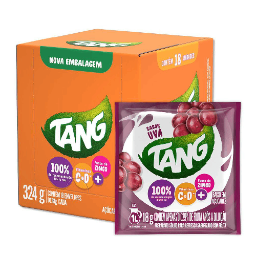 Refresco em Pó Tang Sabor Uva - Display com 18 Unidades