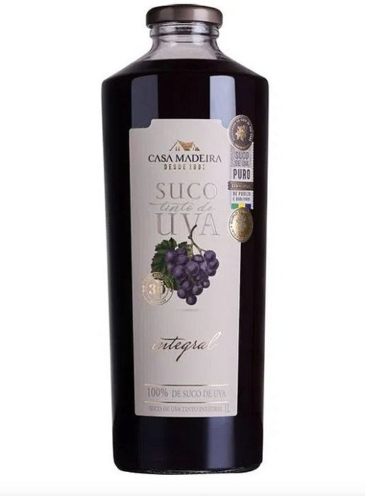 Suco de Uva Tinto Integral Casa Madeira - Garrafa com 1L