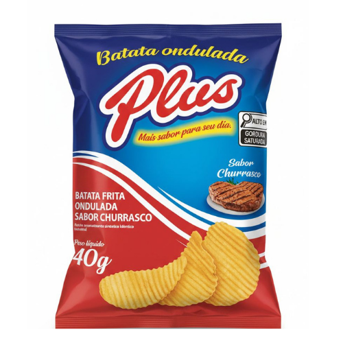 Batata Frita Ondulada Plus Sabor Churrasco - Pacote com 40G