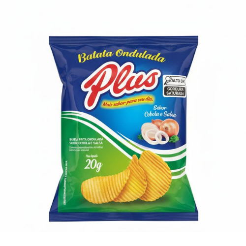 Batata Frita Ondulada Plus Sabor Cebola e Salsa - Pacote com 20G