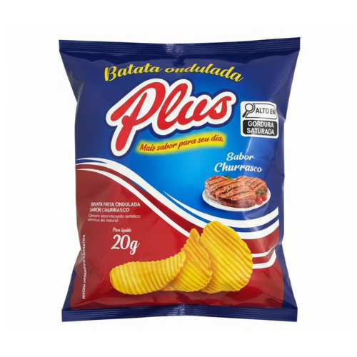 Batata Frita Ondulada Plus Sabor Churrasco - Pacote com 20G