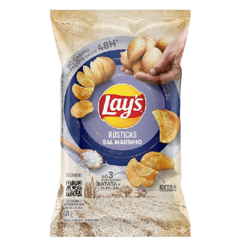 Batata Lay´s Rústica Sal Marinho - Pacote com 68G