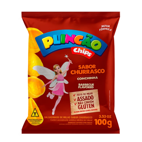 Salgadinho Plinc Chips Sabor Churrasco - Pacote com 100G