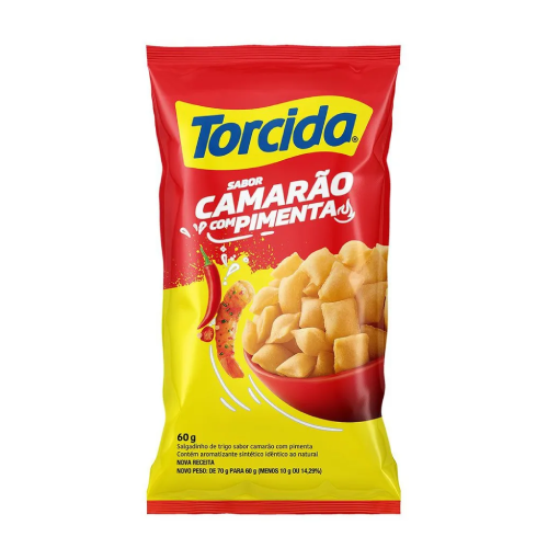 Salgadinho Torcida Sabor Camarão com Pimenta - Pacote com 60G