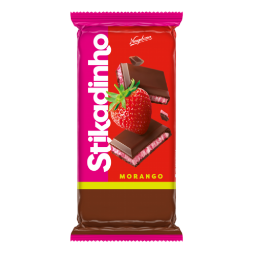 Chocolate Barra Stikadinho Morango - Embalagem com 70G