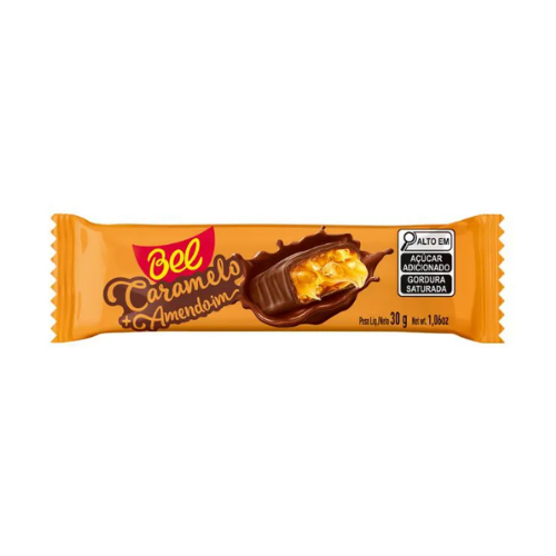 Chocolate Bel Sabor Caramelo com Amendoim - Embalagem com 30G