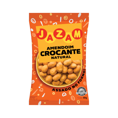 Amendoim Jazam Salgado Crocante Sabor Natural - Pacote com 50G