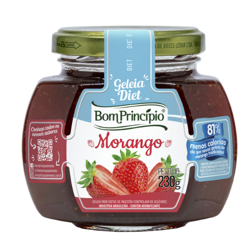 Geleia Diet Bom Princípio Sabor Morango - Pote com 230G