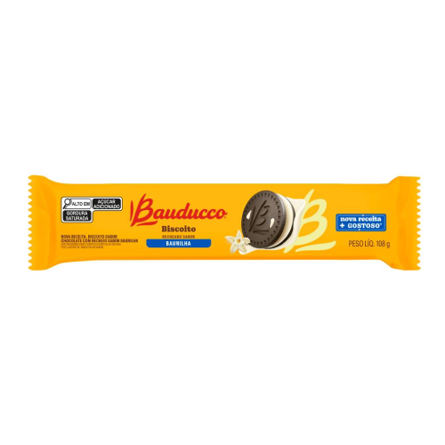 Biscoito Recheado Sabor Baunilha Bauducco - Pacote com 108G