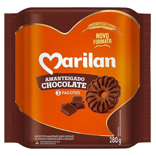 Biscoito Amanteigado Marilan Sabor Chocolate - Embalagem com 280G