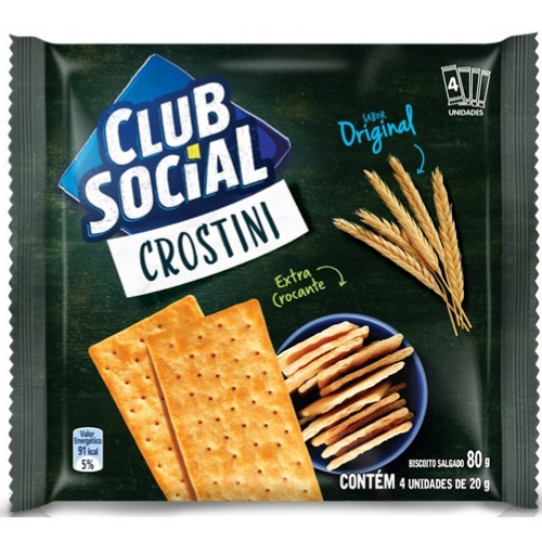 Biscoito Club Social Crostini Original - Embalagem com 80G