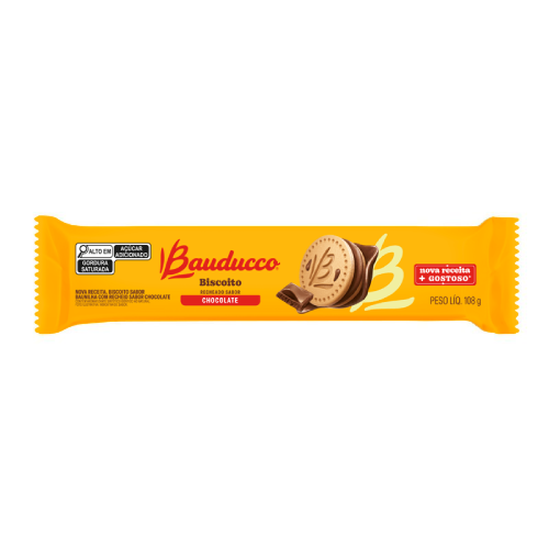 Biscoito Bauducco Recheado Sabor Chocolate - Pacote com 108G