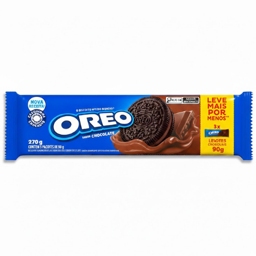 Biscoito Recheado Oreo Sabor Chocolate - Pacote com 270G