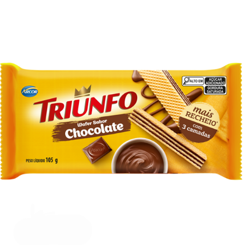 Biscoito Wafer Arcor Triunfo Chocolate - Embalagem com 105G