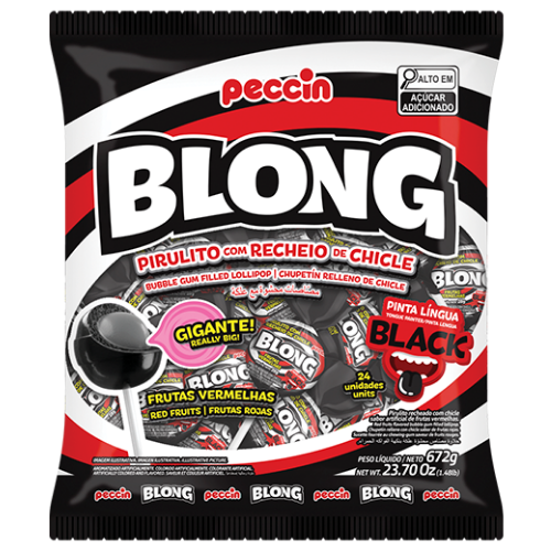 Pirulito Blong Black Pinta Língua - Pacote com 672G
