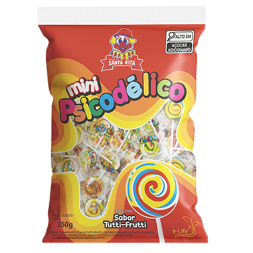 Pirulito Mini Psicodélico Sabor Tutti-Frutti - Embalagem com 250G