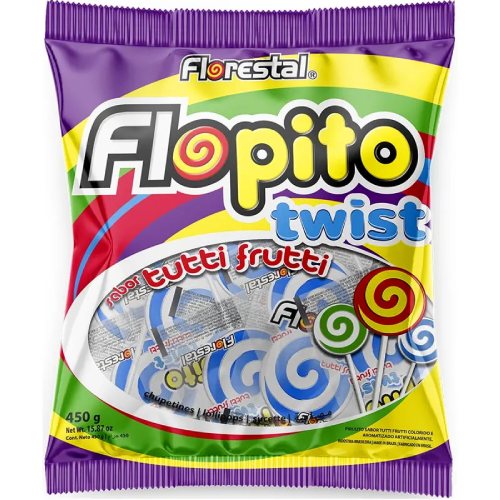 Pirulito Twist Branco e Azul - Pacote com 450G