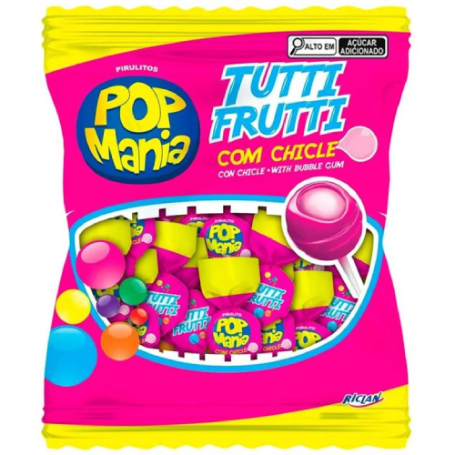 Pirulito Pop Mania Sabor Tutti Frutti - Pacote com 500G
