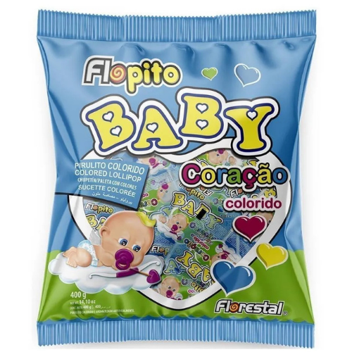 Pirulito Baby Coração Colorido - Embalagem com 400G