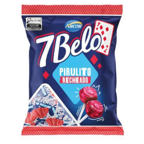 Pirulito 7Belo Sabor Framboesa - Embalagem com 500G