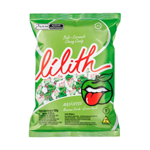 Bala Mastigável Lilith Maçã Verde - Embalagem com 100G