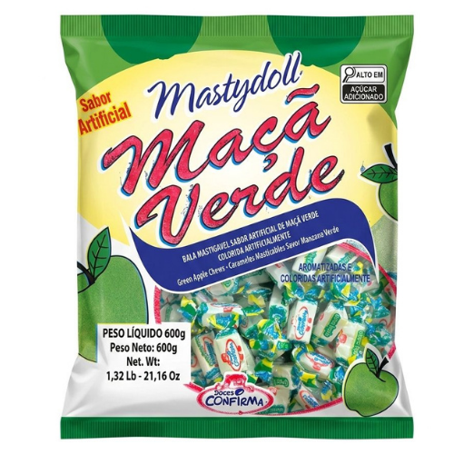 Bala Confirma Mastigável Sabor Maçã Verde - Embalagem com 600G