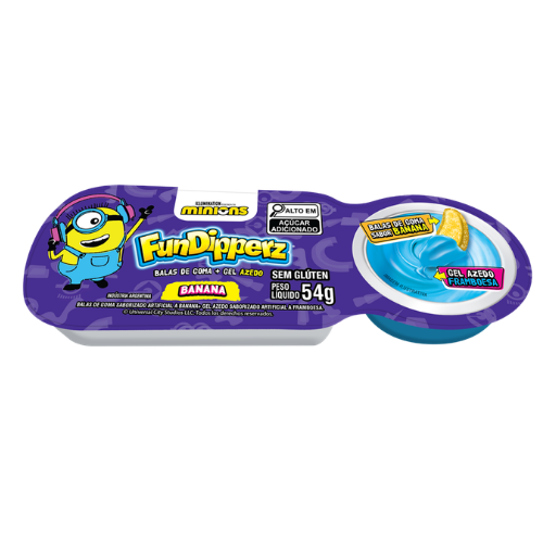 Bala de Goma FunDipperz Sabor Banana com Gel Azedo - Embalagem com 54G