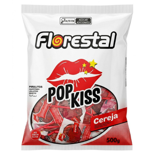 Pirulito Florestal Pop Kiss Sabor Cereja - Pacote com 500G