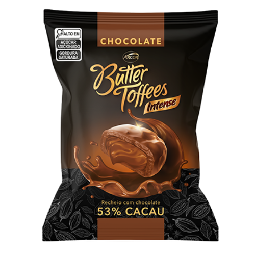 Bala Butter Toffees Intense Sabor Chocolate - Embalagem com 90G