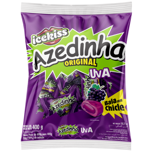 Bala Dura Icekiss Azedinha Uva - Embalagem com 400G