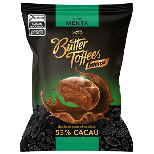 Bala Butter Toffes Intense Menta 53% Cacau - Embalagem com 500G