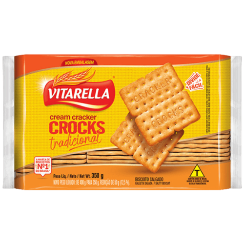 Biscoito Vitarella Salgado Cream Cracker Tradicional - Pacote com 350G