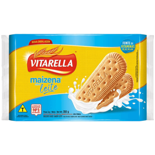 Biscoito Vitarella Maizena Sabor Leite - Embalagem com 350G