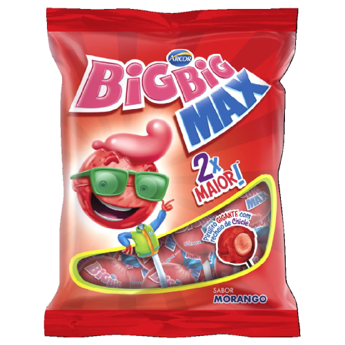 Pirulito Big Big Max Sabor Morango - Embalagem com 600G